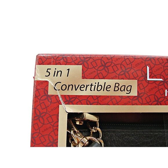 NEW Lodis Italian Leather Emily 5-In-1 Convertible Bag Purse Black Gold Hardware - Picture 3 of 11